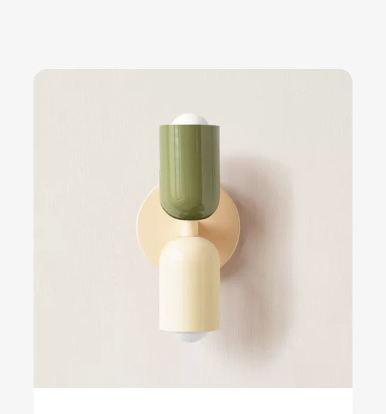 Dual Capsule: Modern Wall Sconce in White, Cream, Green and Red