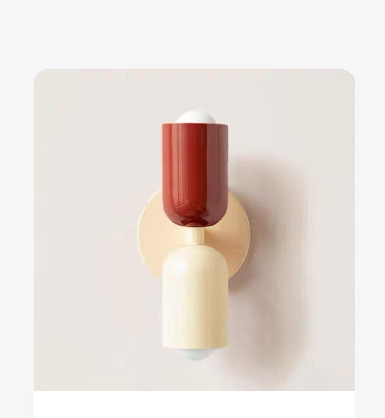 Dual Capsule: Modern Wall Sconce in White, Cream, Green and Red