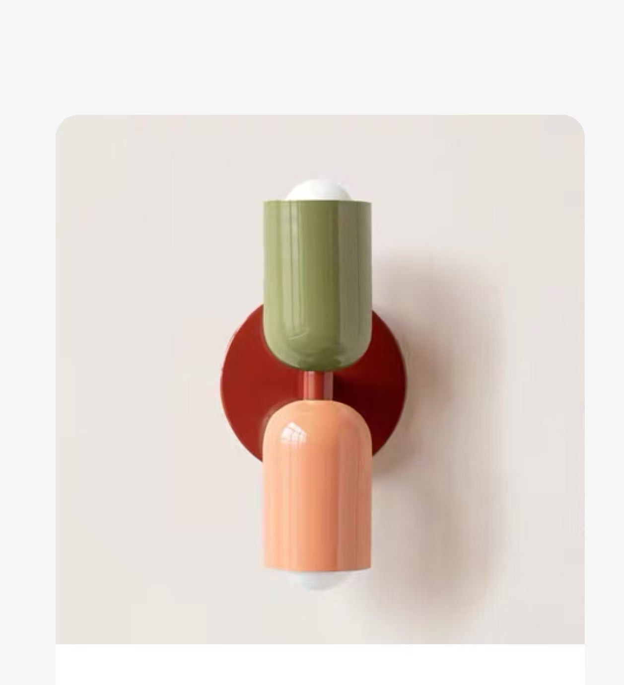 Dual Capsule: Modern Wall Sconce in Green and Terracotta