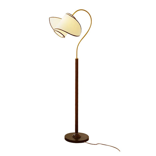 White Anemone: Floor Lamp with Curved Gold Frame