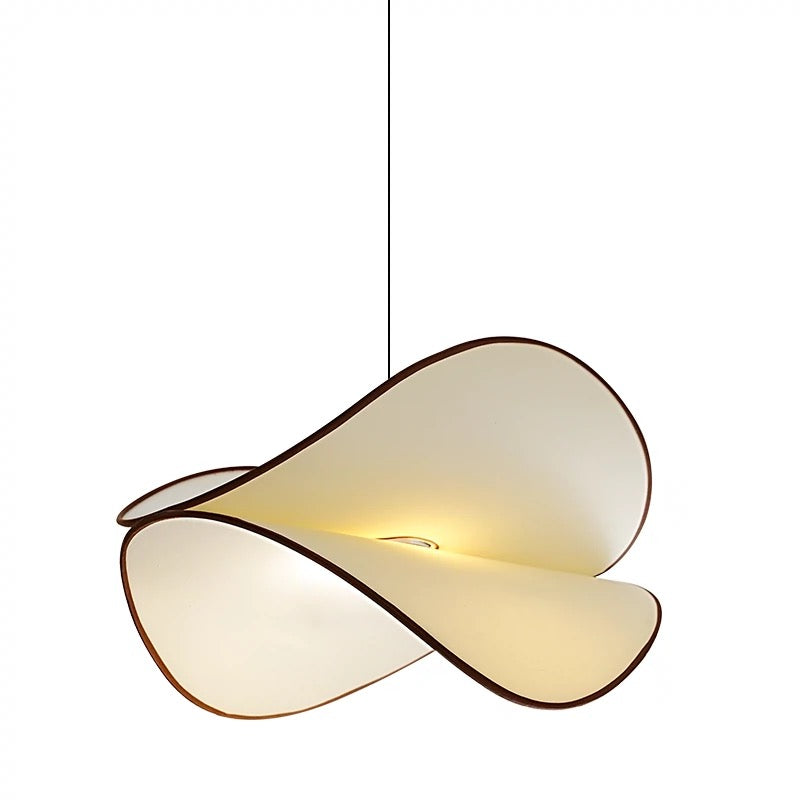 White Anemone: Pendant Light with Sculptural Fabric Shade