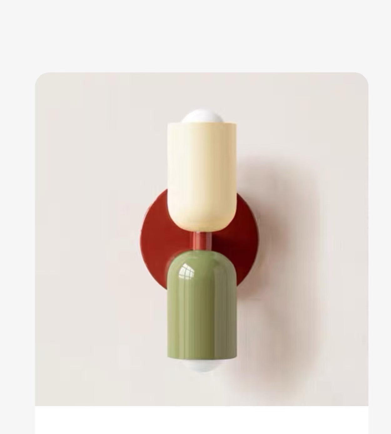 Dual Capsule: Modern Wall Sconce in Green and Terracotta